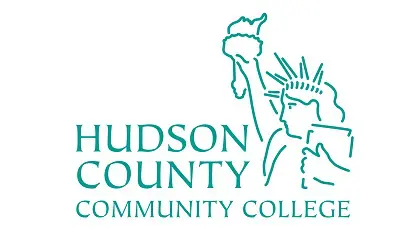 Logo of hudson county community college featuring a stylized representation of the statue of liberty.