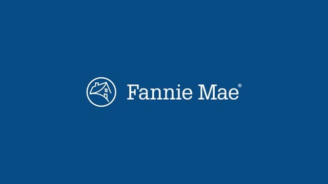 Fannie Mae logo on blue background.