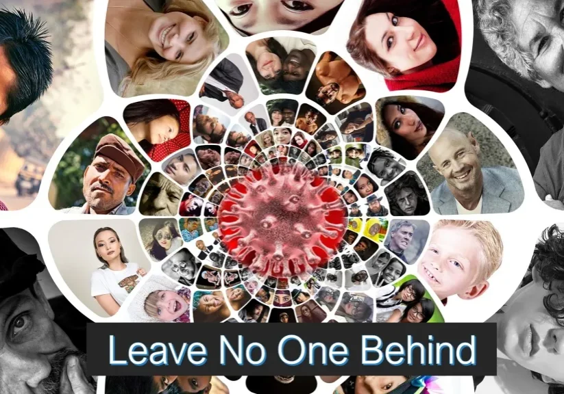 A number of images with the message “Leave No One Behind”